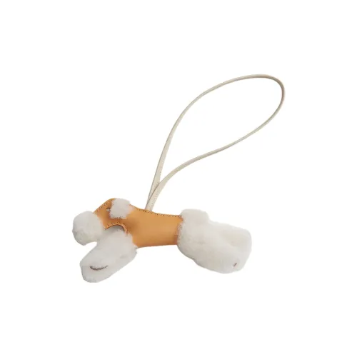 HERMES Hermès Budy Мериносовая шерсть с Миро (фиолетовый) Овечья шкура Брелок для сумки Сумка Мерч Женские Светло-бежевый Пшеница Мел белый