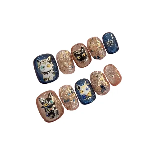 OEING Jane Кошка Фея Eye Блестящий розовый Короткий False Nail Короткий Круглый Короткий Квадрат Круглый Ярко-синий Smudge Flashing