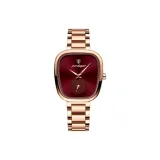 Розовое золото, корпус, красный циферблат, стальной браслет, стиль