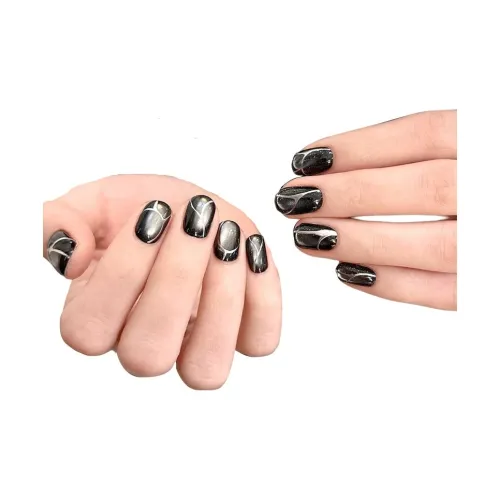 T Z Готический Премиум Нишевый Кошачий глаз False Nail Укороченный Круглый Короткий Черный Однотонный Стиль Instagram