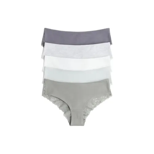 H M 5 пачек Серый + Светло-серый + Темно-серый + Светло-серый смешанный цвет + Белый Женские трусики-бикини