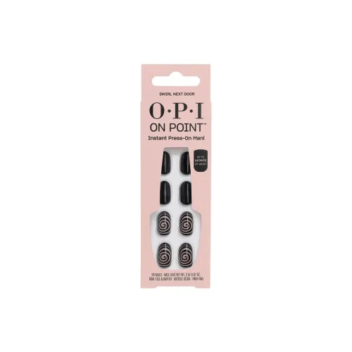 OPI Swirl Next Door False Nail Короткий Круглый Черный Светло-розовый Jump Цвет Однотонный