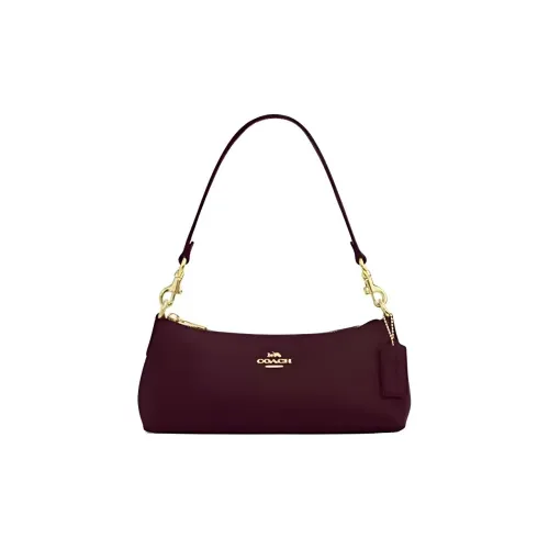 COACH CHARLOTTE Крест-накрест Текстура Кожа Плечевая Сумка Женская Бордовый