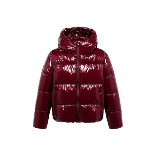 ZARA Темно-красный женский пуховик