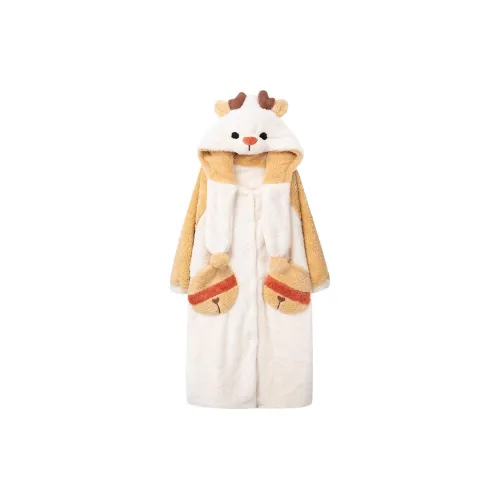 Dippanis Олень Horn Колокольчик Желтый Сон Robe Женские Банные халаты