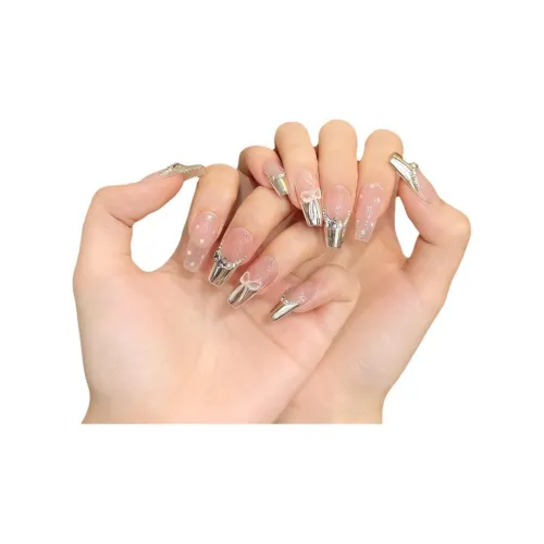 Suiyiie Металл Бабочка Y2K Горячая девушка Стиль False Nail Трапециоид Розовый Телесный Французский