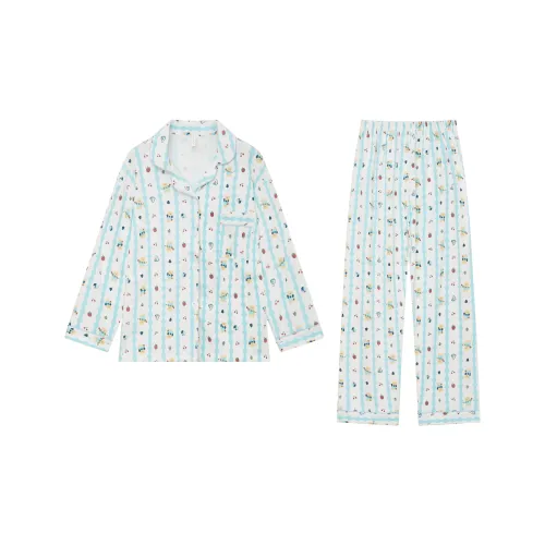 SWEET CAT Cute Bear Stripes Women's Pajama Sets SWEET CAT Милый медведь Полосы Женские Пижамные комплекты