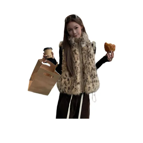 LANGQING Двойной Sided Леопард Бесплатная доставка с бренд наклейкой Женские жилеты