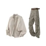 Комплект одежды (Светлый хаки топ + хаки штаны)