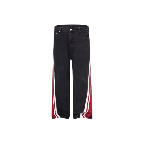 HUNZHI Черный Красный Унисекс Джинсы