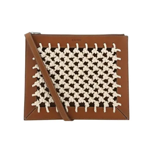 JIL SANDER Корова Кожа с Хлопком Сумка через плечо Стандартная Женская Коричневая