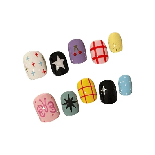 T Z Дофаминовая одежда Мультяшный Розовый Полка Дотс False Nail Короткий Многоцветный Jump Цвет Милый