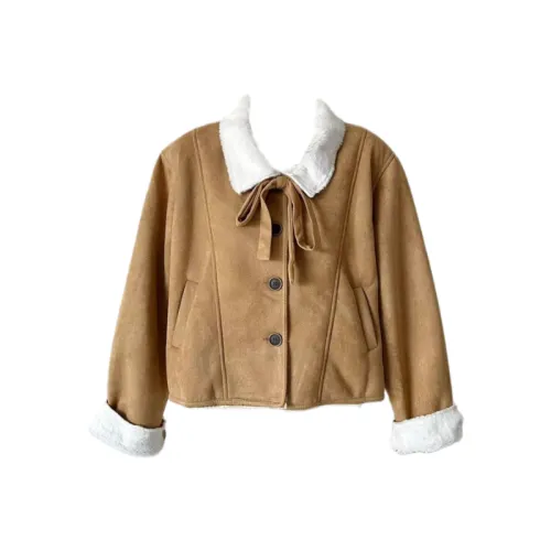 KYKW Хаки Укороченный Утолщенный Женский Бархатный Пальто