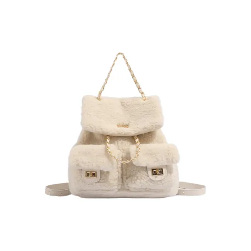 Bywhich Плюшевый Рюкзак Обычный Женские Экрю