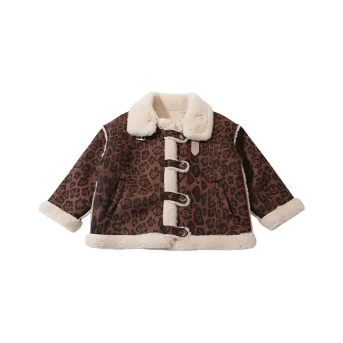 SHIBU Бобовый Леопардовый принт Дубленка Леопардовый принт Предшкольные Куртки