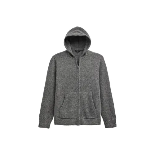 JAMES PERSE Легкий Текстурированный Кашемир Вязаный ZIP UP Толстовка Трикотаж Мужской