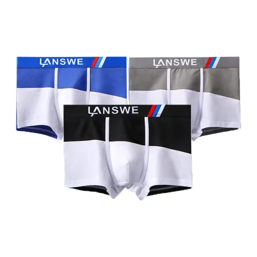 Lanza [3 упаковки] Черный + Светло-серый + Небесно-синий Мужские боксер-шорты