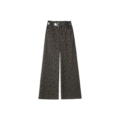 Wbwq Леопардовый принт Женские Повседневные Брюки