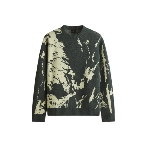 H M Темно-зеленый Бежевый Мужской Трикотаж