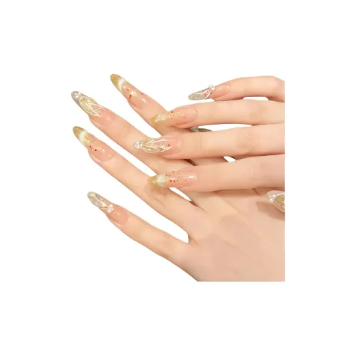 XIAMEIYU Golden Koi Fish с мерцающим кошачьим глазом ручная работа русалка фальшивая ногтевая пластина овал золотой эффект смоки кокетка