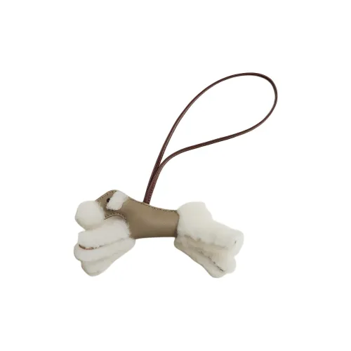 HERMES Hermès Budy Мериносовая шерсть с Миро (фиолетовый) Овечья шкура Bag Charm Сумка Мерч Женские Светло-бежевый Marfa Бежевый Земляной желтый