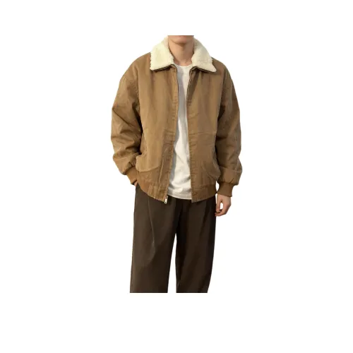 GUHUO Вымытый Коричневый Унисекс Куртки