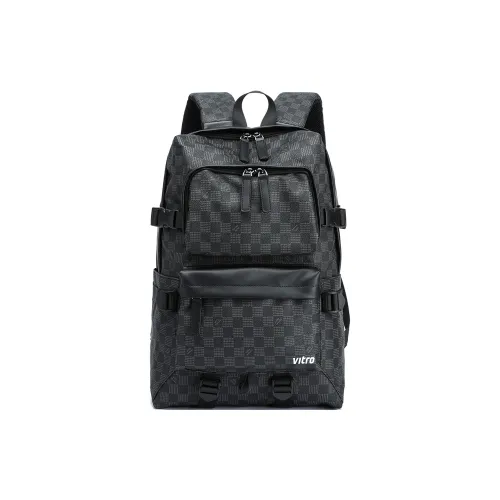 VITRO ПУ (полиуретан) Рюкзак Стандартный Унисекс Квадратный Черный