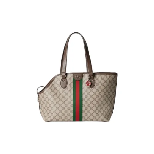 GUCCI GG Monogram Покрытая ткань Сумка через плечо Маленькая Унисекс Бежевый и Темно-коричневый