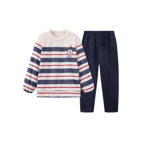 Qian Rise Полосы Щенок Женские Пижамные комплекты