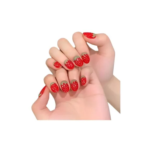 KDOW Handcrafted False Nail 3D-эффект Squeeze False Nail Jelly Strawberry Cat Eye False Nail Elegance Cropped Oval Red