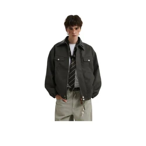 QEWBG Серый [Двойной воротник Высокое качество] Унисекс Куртки