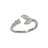 Серебряное кольцо с жемчугом и цирконом, открытое (утолщенное, с реальным золотым покрытием)