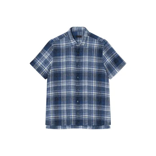 Ermenegildo Zegna Blue Men's Shirts Эргенжильдо Зегна Синий Мужские Рубашки