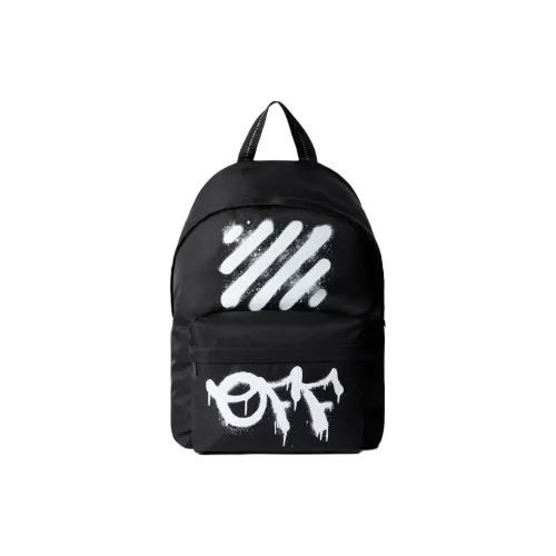 Off Белый Нейлон Рюкзак Унисекс Черный