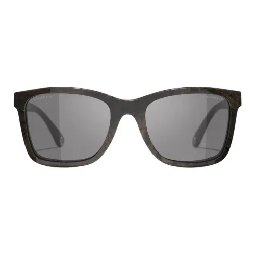 Chanel Ацетат Квадратные Солнцезащитные Очки Унисекс Темно-Коричневый