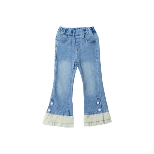 SHIBU Youmi Дом 2 шт Кружевная отделка Расклешенные штаны Цвет изображения Пре-школа Джинсы