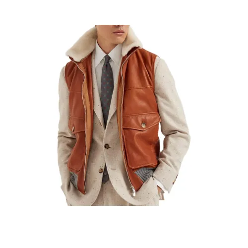 BRUNELLO CUCINELLI Коричневый Мужской Жилеты