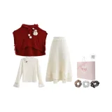 Red Coat + Inner + Skirt  
Красное пальто + внутренний слой + юбка