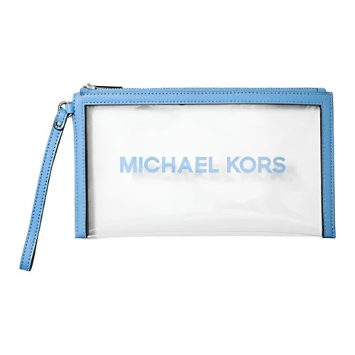 MICHAEL KORS Jet Set Travel Прозрачный Этенил Запястье Сумка Клатч Большой Женский Небесно-Синий