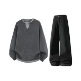 Темно-серый топ + черные штаны