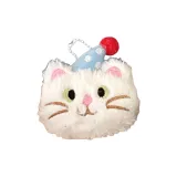 Белый котенок, кукла, украшение