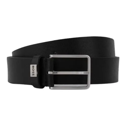 Hugo Boss Кожаные ремни из телячьей кожи разделенные мужские черные ширина 4 см