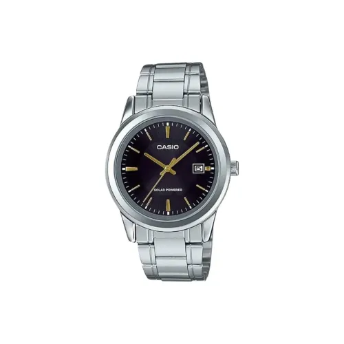 CASIO Pointer Family Солнечный Кварцевый Механизм Нержавеющая Сталь Ремешок Часы Мужские Черный Циферблат