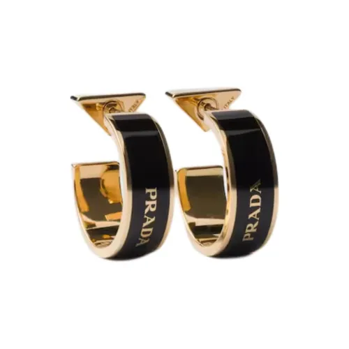 PRADA Серьги из металла унисекс черный золотой