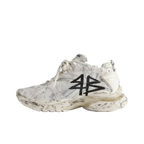 Balenciaga Runner Low Топ Спортивная Повседневная Обувь Мужская Белый Черный Потертый