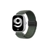 [Оливковый зеленый] Магнитная пряжка, нейлоновая ткань, вязаный ремешок с серебряным концом