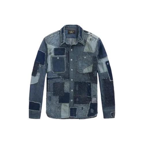 Double RL Морской Синий Мужские Рубашки