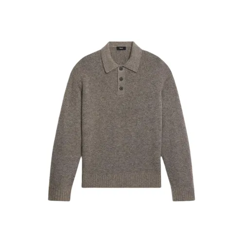 THEORY Светло-коричневый деревянный мужской свитеры