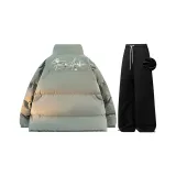 Комплект одежды (Серый зеленый топ + Черные штаны с флисовой подкладкой)