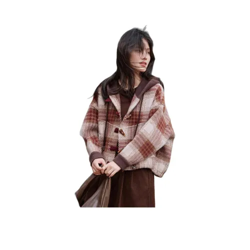 Flowers in water Красная клетка с Water Flower Бренд Наклеенный Женское пальто